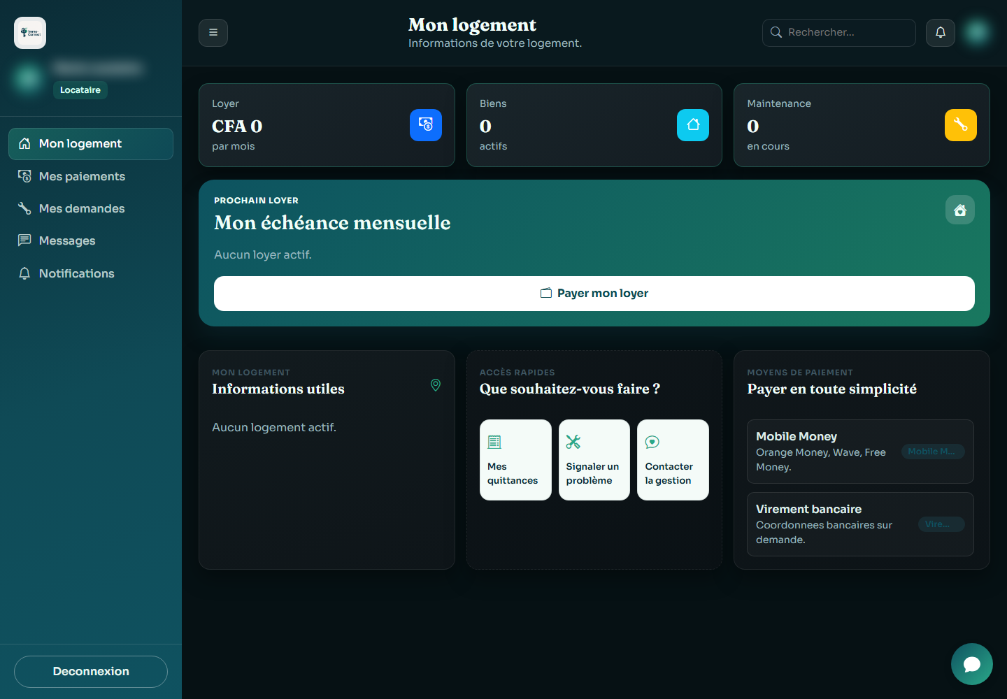 Capture anonymisée de l'espace locataire